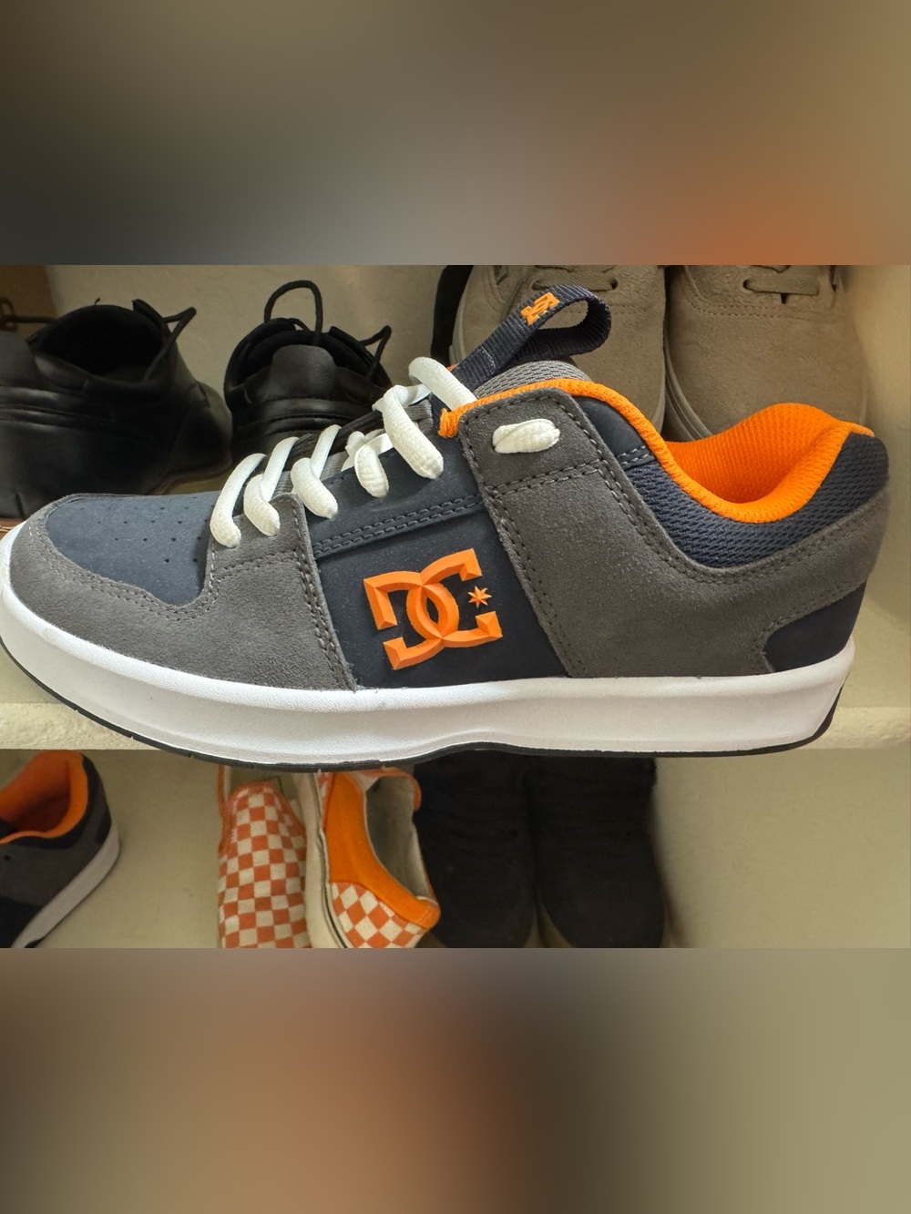 DC Gray and Orange Skate Sneakers
